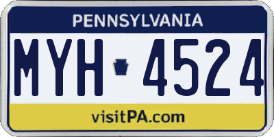 PA license plate MYH4524
