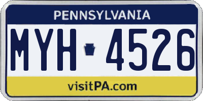 PA license plate MYH4526