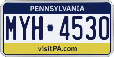 PA license plate MYH4530