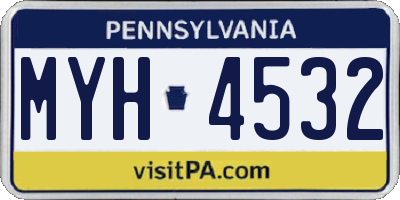 PA license plate MYH4532