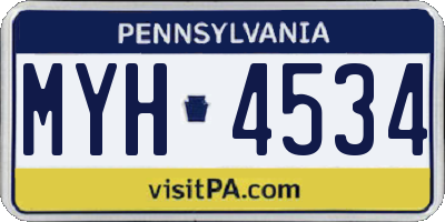 PA license plate MYH4534