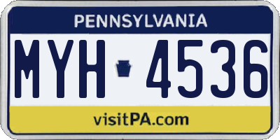 PA license plate MYH4536