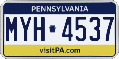 PA license plate MYH4537