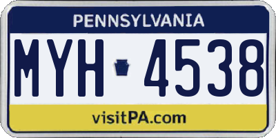 PA license plate MYH4538
