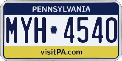PA license plate MYH4540