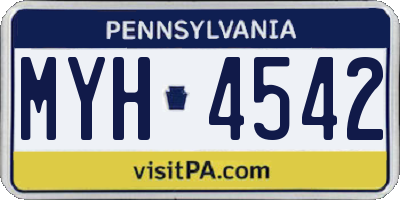 PA license plate MYH4542