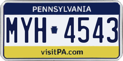 PA license plate MYH4543