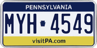 PA license plate MYH4549