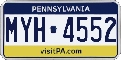 PA license plate MYH4552
