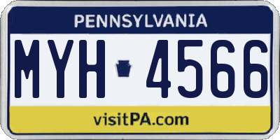 PA license plate MYH4566