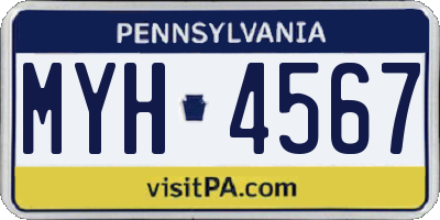 PA license plate MYH4567