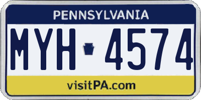 PA license plate MYH4574