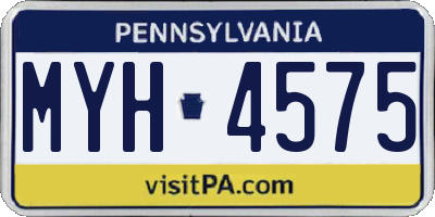 PA license plate MYH4575