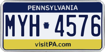 PA license plate MYH4576