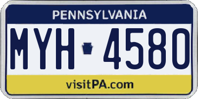 PA license plate MYH4580