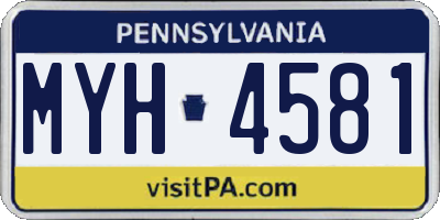 PA license plate MYH4581