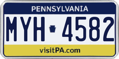 PA license plate MYH4582