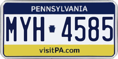 PA license plate MYH4585