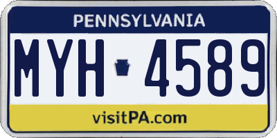 PA license plate MYH4589