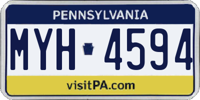 PA license plate MYH4594