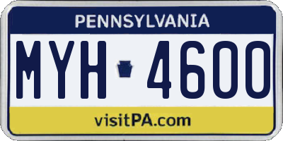 PA license plate MYH4600