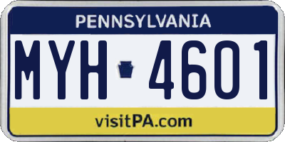 PA license plate MYH4601