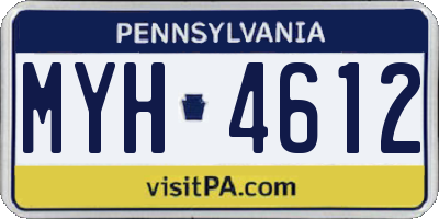 PA license plate MYH4612
