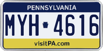 PA license plate MYH4616