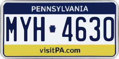 PA license plate MYH4630