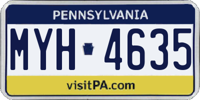 PA license plate MYH4635