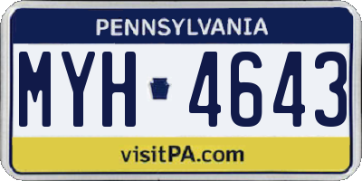 PA license plate MYH4643