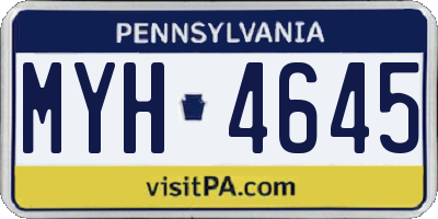 PA license plate MYH4645