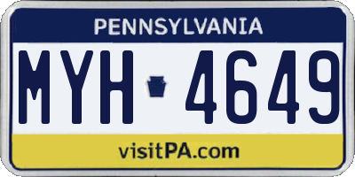 PA license plate MYH4649