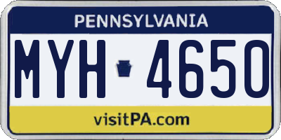 PA license plate MYH4650