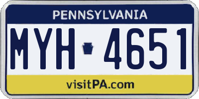 PA license plate MYH4651