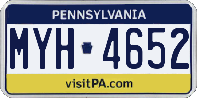 PA license plate MYH4652