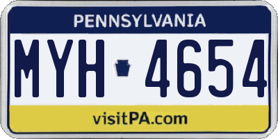 PA license plate MYH4654