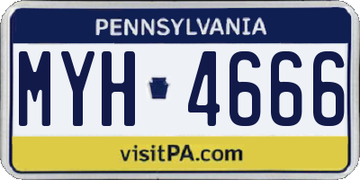 PA license plate MYH4666