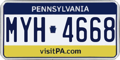 PA license plate MYH4668