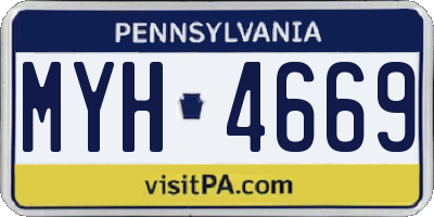 PA license plate MYH4669