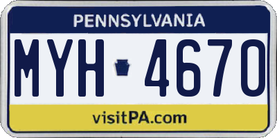 PA license plate MYH4670