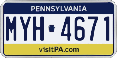 PA license plate MYH4671