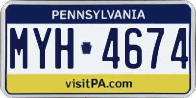 PA license plate MYH4674