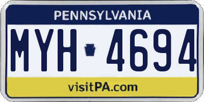 PA license plate MYH4694