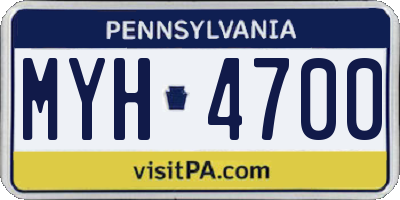 PA license plate MYH4700