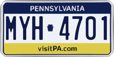 PA license plate MYH4701