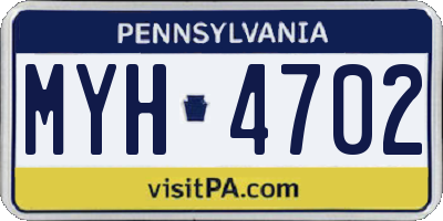 PA license plate MYH4702