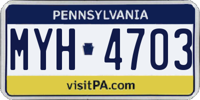 PA license plate MYH4703
