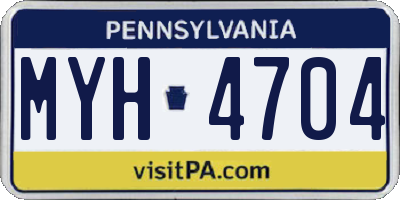 PA license plate MYH4704