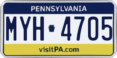 PA license plate MYH4705